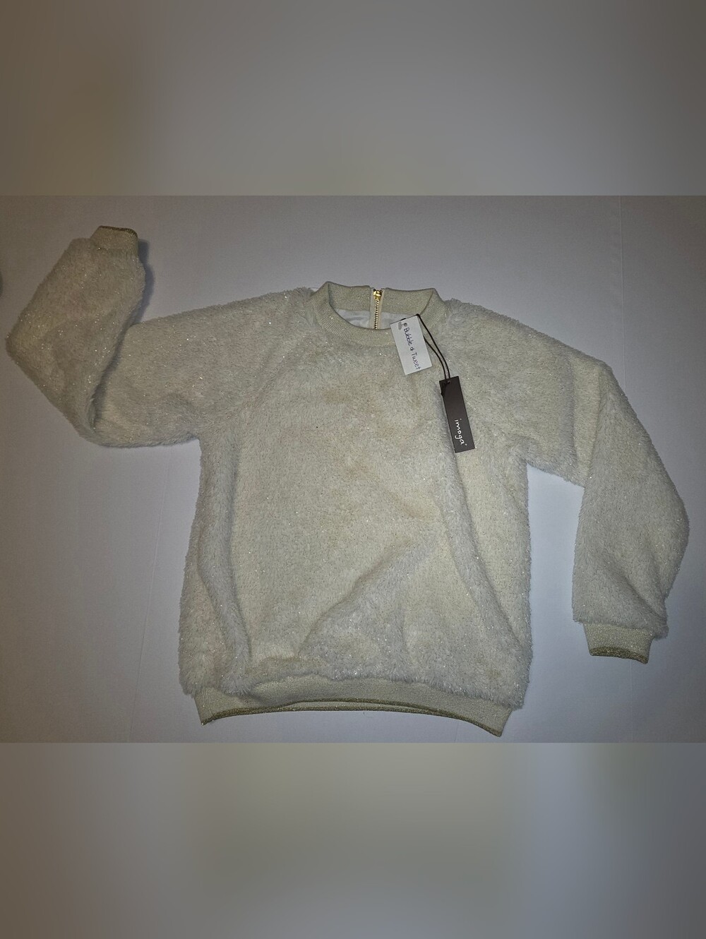 Imoga Ivory Sparkle Fuzzy Pullover